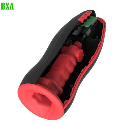 Soft Silicone Oral Sex Blowjob Sex Deep Throat Rolling&Rotating Male Masturbator Heating Shaking Glans Exerciser for Men