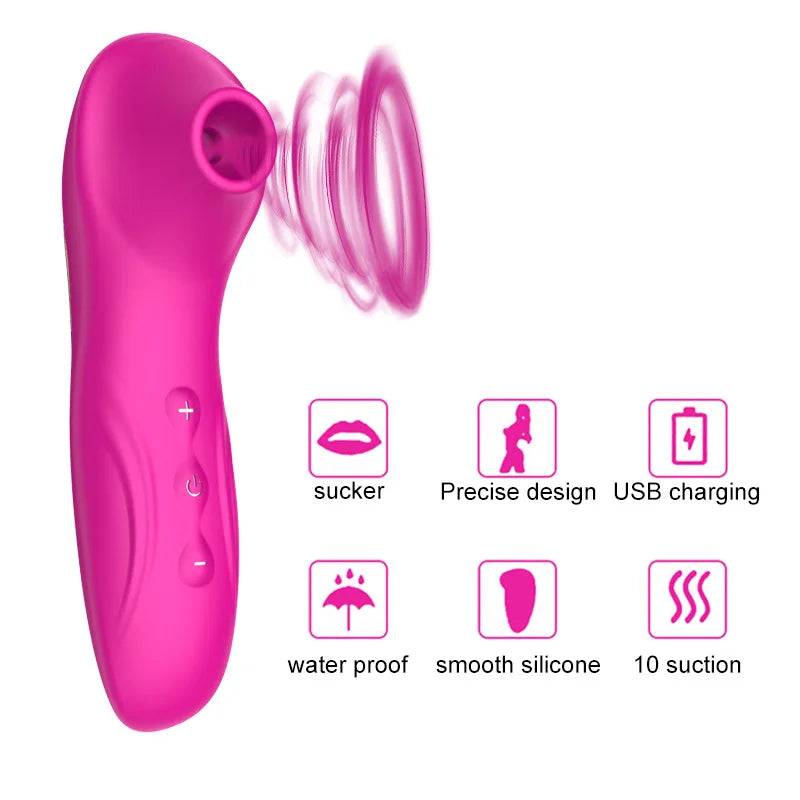 Women's 10 Frequency Rose Suction Device Sweet Beans Teasing and Fun Masturbation Stick Second Wave Vibrating Stick Adult Sex