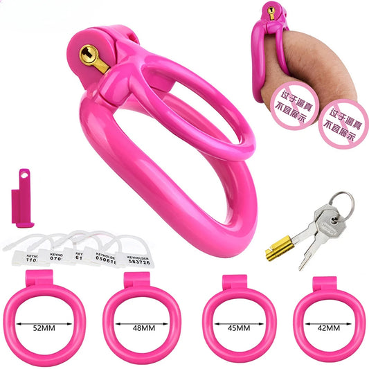 2024 New Male Resin Chastity Lock Penis Cage Ball Stretcher Penis Ring Smooth Lightweight Adult Penis Lock