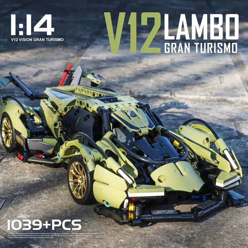 1039PCS Technical MOC Assemble Bricks Toys Lamborghinised V12 Vision GT Concept Speed Car Building Blocks Gifts for Adult Boy