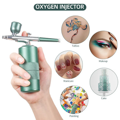 New Green Oxygen Injector Mini Air Compressor Kit Air Brush Paint Airbrush Airbrush Nail Art Tattoo Craft Nano Mist Mist