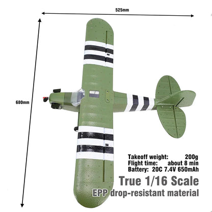 1/16 World War II Remote Control Aircraft Model J3 Brushless Four-way Six-axis Stabilized 3D Fixed Wing Aircraft