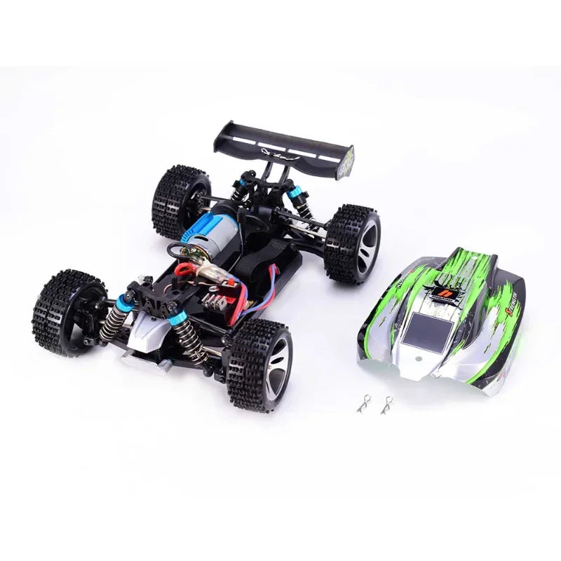 Wltoys A959-A 1/18 Scale 2.4G 4WD RC Speedcar 35km/h Remote Control Racing High Speed Shockproof Off-Road Car Green