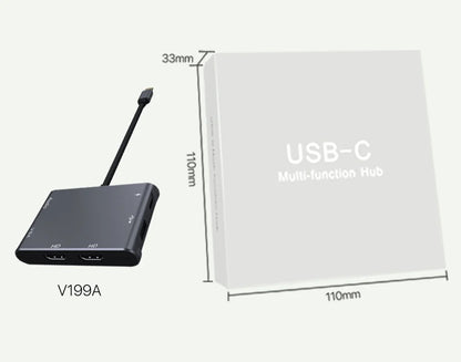 6-in-1 Type C To HDMI*2+VGA+USB2.0+Audio+Power Delivery: MST Supported Docking Station