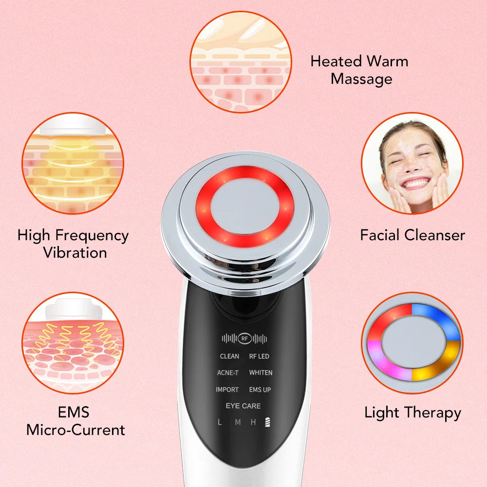 NEW 1PC 7 In 1 Facial Lifting Massager EMS Micro-current Skin Rejuvenation Light Therapy Anti-aging Wrinkle Beauty Instrument