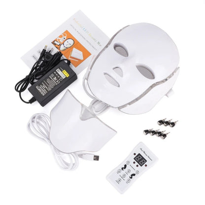 Light Therapy Acne Mask Neck Beauty Led Mask White Facial Beauty Mask 7 Colors Led Korean Photon Therapy Face Mask Machine