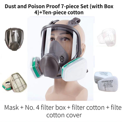 BXA Painting Spraying Gas Mask Chemcial Safety Work Gas Mask Proof Dust Facepiece Respirator Mask Full Face Mask With Filter