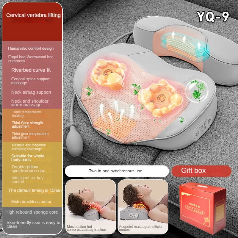 Massage Pillow Cervical Massage Instrument Heating Waist Air Bag Lumbar Spine Neck Household Kneading Shoulder and Neck Massager