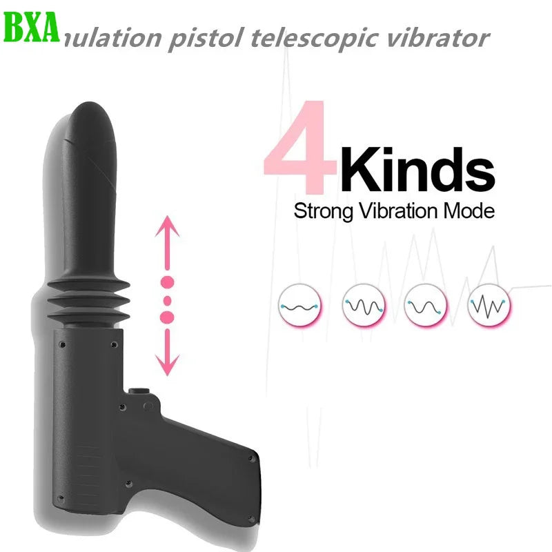 1PCS Sex Pistols 4-Vibration Modes G-Spot Dildos Pistol Automatic Telescopic Gun Masturbation Sex Toys for Woman Female