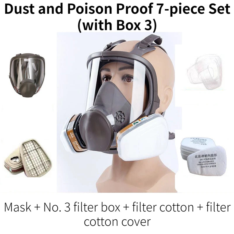 BXA Painting Spraying Gas Mask Chemcial Safety Work Gas Mask Proof Dust Facepiece Respirator Mask Full Face Mask With Filter