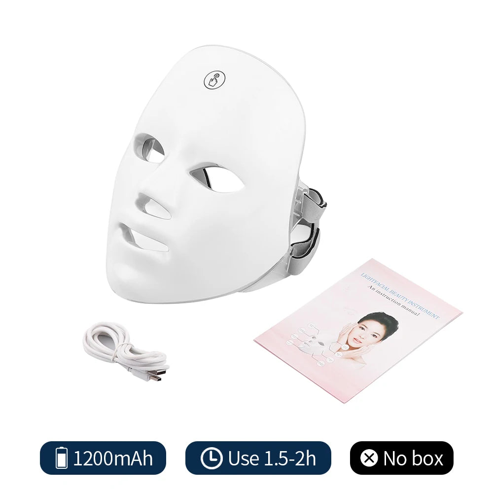 Skin Care Mask Skin Brightening New Wireless 7 Colors LED Facial Mask Photon Therapy Skin Rejuvenation Anti Acne Wrinkle Removal