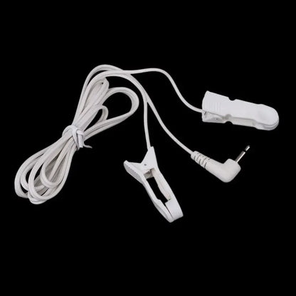 1pcs 2.5mm/3.5mm Plug Connector Electrode Lead Wires Connecting Cables w/ 2 Ear Clips For Digital TENS Therapy Machine Massager