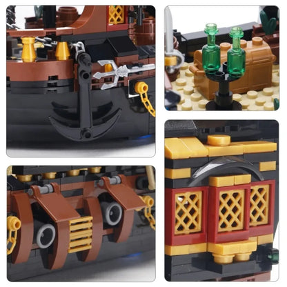 1328PCS MOC Black Pearl Pirate Ship Building Blocks Boat City DIY Bricks Toys with Figures Birthday Christmas Gift