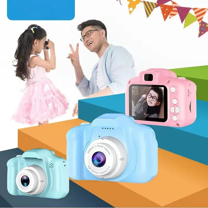 1080P HD Camera Video Toys for Kids 2 Inch Cartoon Cute Outdoor Digital Pink Camera Children SLR Camera Toy Birthday Gift