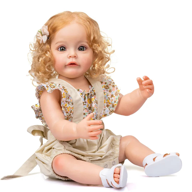 55CM Reborn Baby Dolls Full Silicone Baby Doll Hand-detailed Baby Rebirth Doll Hand Painted Vein Waterproof Toy for Girls