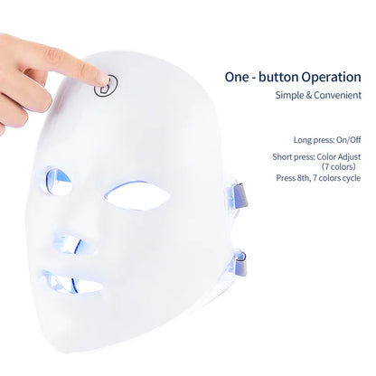 New Wireless 7 Colors LED Facial Mask Photon Therapy Skin Rejuvenation Anti Acne Wrinkle Removal Skin Care Mask Skin Brightening