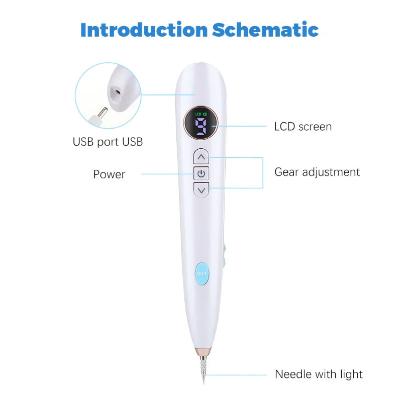 NEW Laser Tattoo Mole Removal Pen Mini LCD Plasma Pen Skin Care Tool Label Removal Freckles Warts Dark Spot Removal Beauty Care