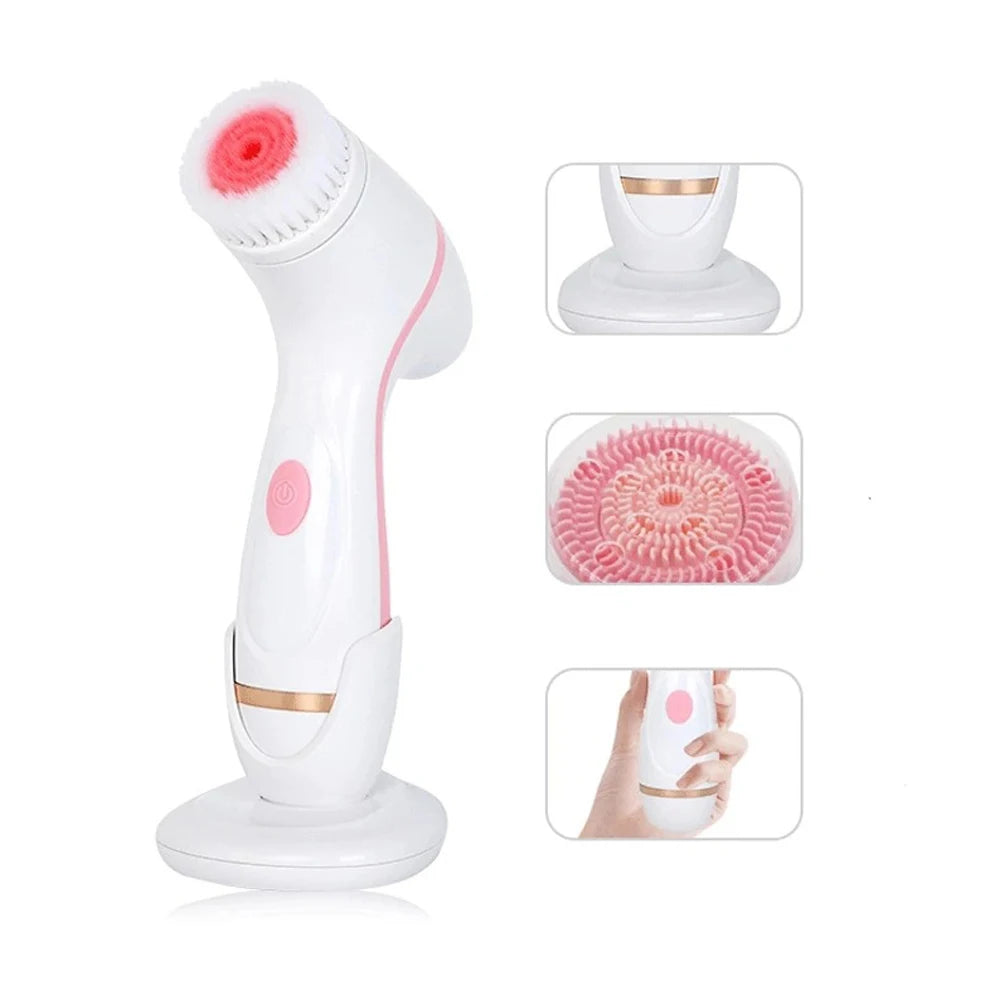 3 In 1 Silicone Electric Facial Cleansing Brush Face Massagers Sonic Rotating Waterproof Galvanic Remove Blackheads Acne Tool