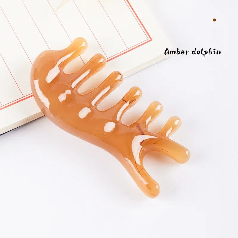 10PCS Head Massage Comb Meridians Five Teeth Dolphin Massage Comb Hair Skin Five Claw Nose Scraper