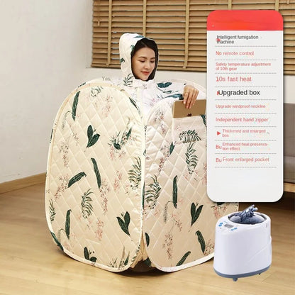 Household Double Sweat Steam Sauna Box Portable Tent with Wet Function 120*75*75 (Box and steamer+gift+medicine cup)