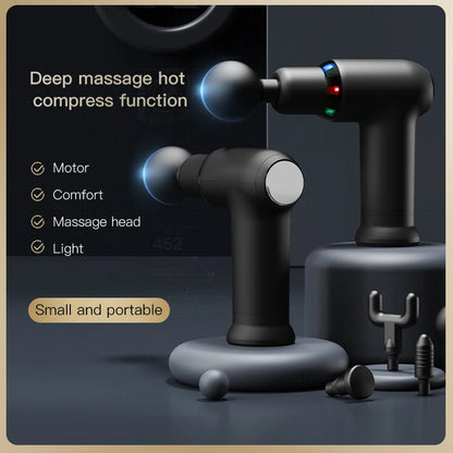 New Electric Cool LED Light Massage Gun Hot Compress Electric Massager Deep Tissue Muscle Neck Body and Back Relaxation