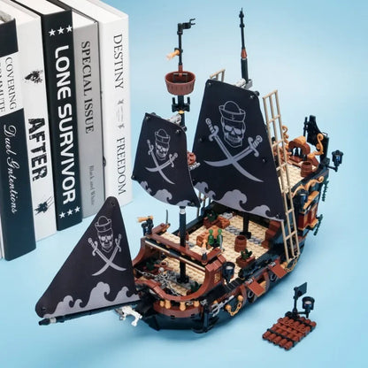 1328PCS MOC Black Pearl Pirate Ship Building Blocks Boat City DIY Bricks Toys with Figures Birthday Christmas Gift