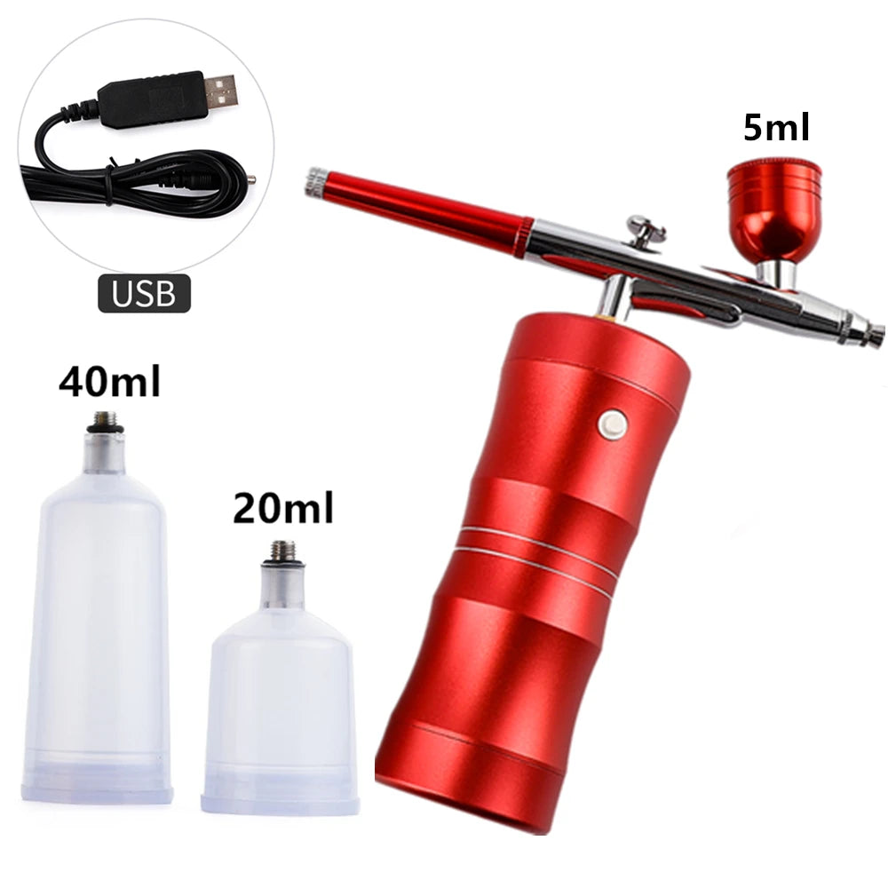 NEW Air Compressor Kit Top 0.4mm Pink Mini Air Brush Paint Airbrush Airbrush Nail Art Tattoo Craft Cake Nano Mist Mist sprayer