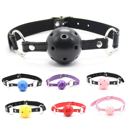 4.5cm Ball Gag Bondage Leather Open Mouth Gags Oral Fixation Adult Flirting Sex Toys Mouth Ball Plug for Men Women BDSM Game