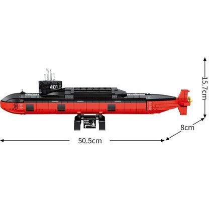 Technical 996Pcs Strategic Nuclear-Powered Submarine Model Building Blocks with Figures Bricks Toy Military Navy Weapons Warship