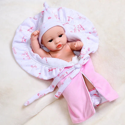 35CM Cute Baby Reborn Dolls Toys Lifelike Infant Baby Swaddle Blanket Silicone Waterproof Doll Reborn Toy for Girls Gifts