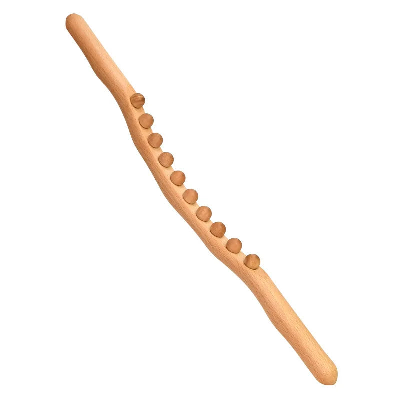 1pc 20 Beads Rolling Pin Universal Back Needle Massage Tendons Beech Wood Scraping Stick Point Treatment Guasha Therapy Tool