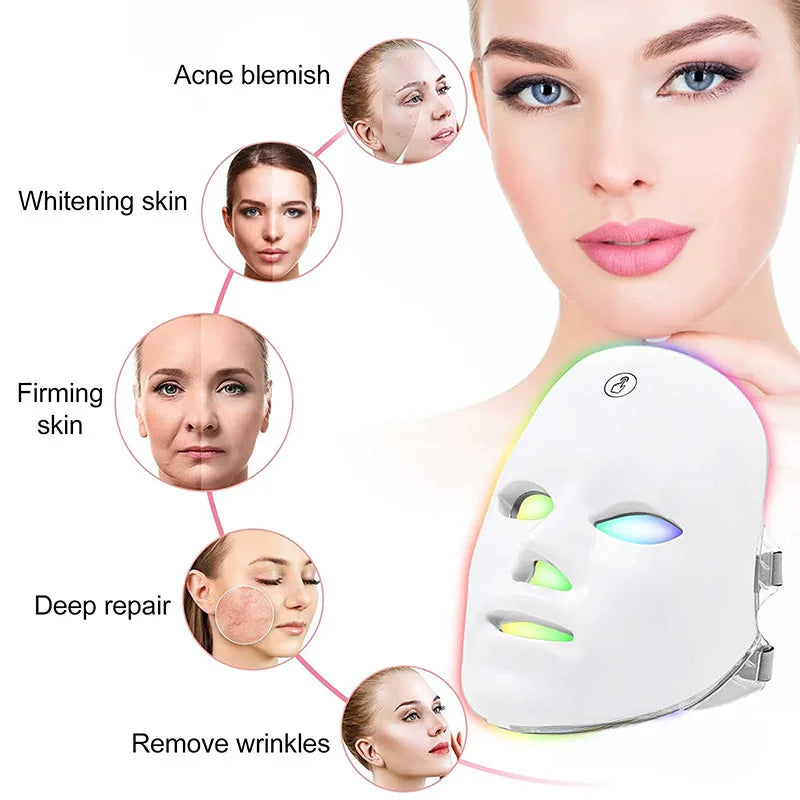 Anti-aging Skin Rejuvenation Skin Care and Beauty Device NEW 7 Color Wireless Led Mask Treatment Photon USB Charging Mask