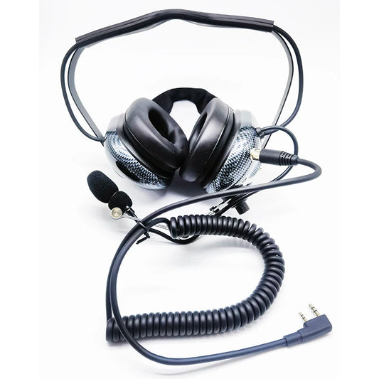 ‎H41-CF Carbon Fiber Aviation Helicopter Headphone Active Noise Cancelling Behind Head Headset for Baofeng Kenwood Two Way Radio