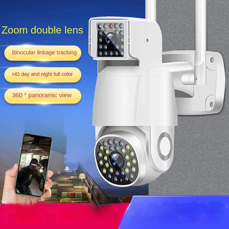 Wireless Network WiFi Binocular Camera 28 Lights Outdoor Waterproof Ball Machine Mobile Phone Home Remote Monitor