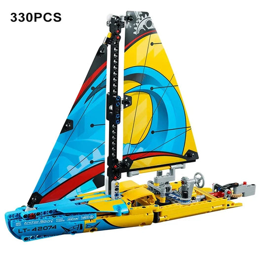 330PCS Building Blocks Fit 42074 Race Technical Racing Yacht Sailboat Assembly Bricks Toys Boy Girl Friend Birthday Gifts