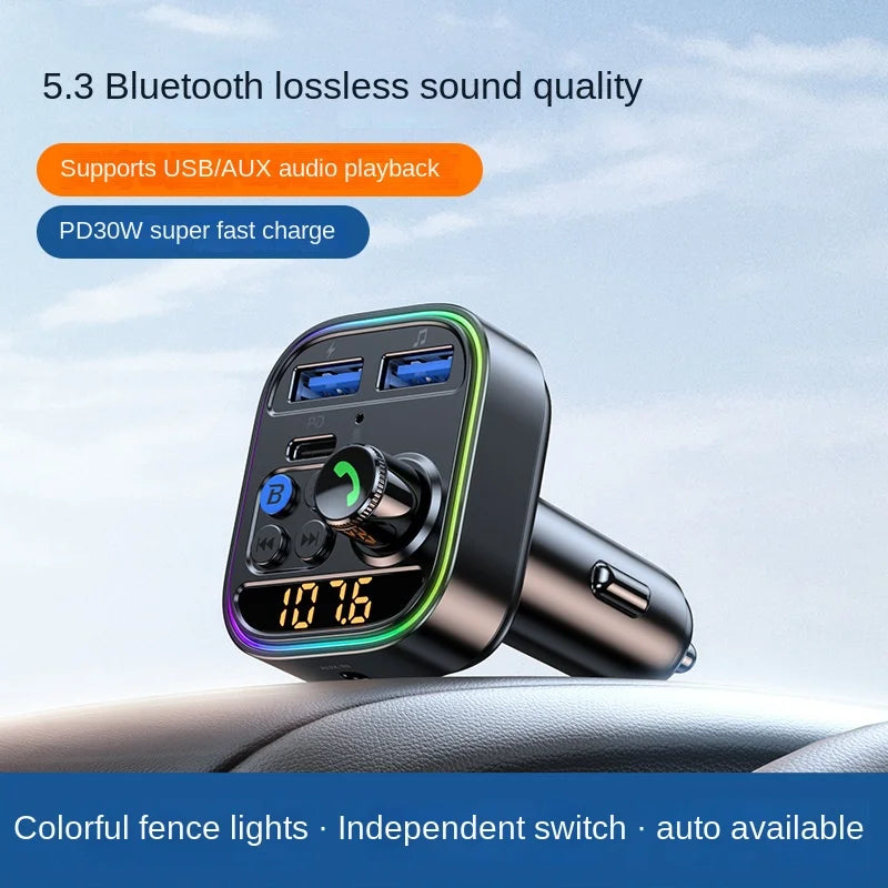 T18 Car MP3 Player PD30W Super Fast Charging V5.3 Bluetooth Hands-free FM Transmitter Car MP3, 128 Characters.