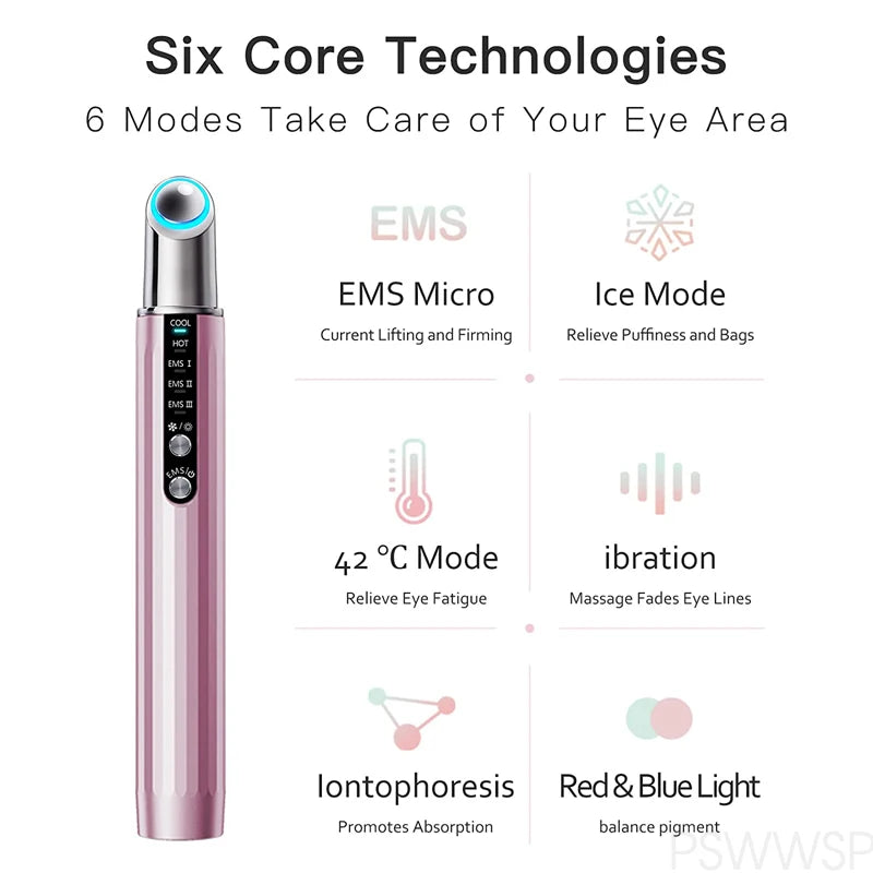 EMS Hot and Cold Eye Massage Stick Wrinkle Removal Relieve Dark Circles Puffiness Eye Bags Eye Care Facial SkinBeauty Machine