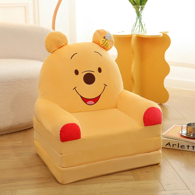 150cm Cute Cartoon Strawberry Bear Lazy Foldable 3-Layer Sofa Can Be Dismantled Washed Plush for Kids Girls Gifts Travel Tatami