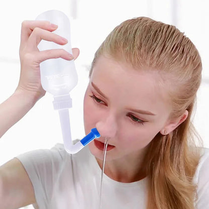 Adults Children Nasal Wash Cleaner Nose Protector Cleans Moistens Avoid Allergic Rhinitis Neti Pot 500ml Bottle +Nasal Rinse Mix