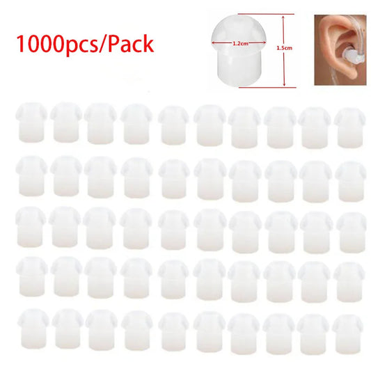 1000pcs Replacement Silicone Rubber Mushroom EarTips Ear Tips Earbuds for FBI Acoustic Coil Air Tube PTT Mic Earpieces Headset