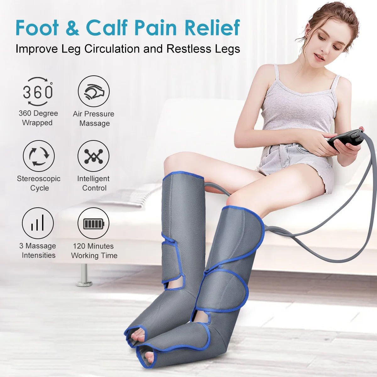 New Electric Foot Air Pressure Leg Massager Promotes Blood Circulation Body Massager Muscle Relaxation Lymphatic Drainage Device