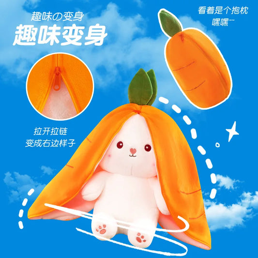 35/50/70cm Cute Transformation Strawberry Rabbit Doll Plush Toy Carrot Rabbit Small Fruit Doll Rabbit Sleeping Pillow Doll Gift