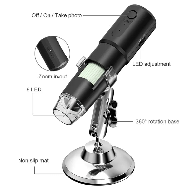 NEW 1000X Scalp Detection Pore Magnifier Wireless Dermoscope Human Skin Analyzer Professional Digital Microscope Wireless WiFi