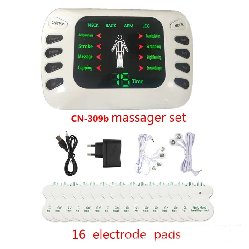 BXA 309B Dual Output Tens Acupuncture Electric Therapy EMS Muscle Stimulator 8 Modes Meridian Physiotherapy Apparatus Massager