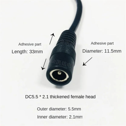 10A 12V DC Power Extension Cable, Thick Pure Copper 0.75mm², DC5.5*2.1 Male To Female, 5m, Black for Surveillance