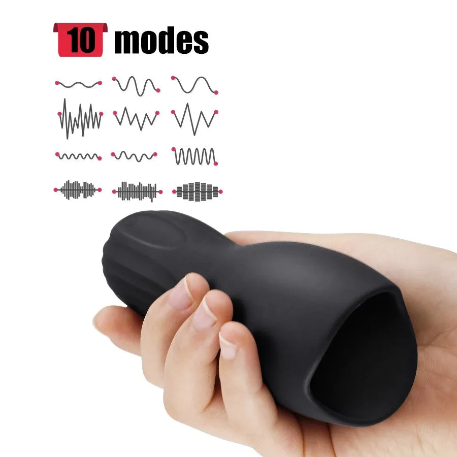 1PCS Silicone 10-Modes Penis Delay Trainer Male Masturbator Vibrator Automatic Oral Climax Massager Sex Toys for Men