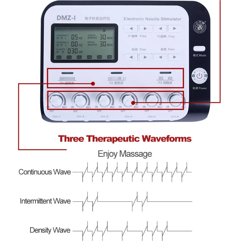 New TENS Equipment Massager Needle Electric Muscle Stimulator 6 Output Channel Electroacupuncture Acupuncture Physiotherapy