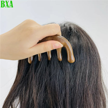 1pc Massage Comb Head Meridian Scalp Comb Face Eye Shoulder Neck Treatment Hair Loss Anti-static Wide Tooth Comb Sandalwood