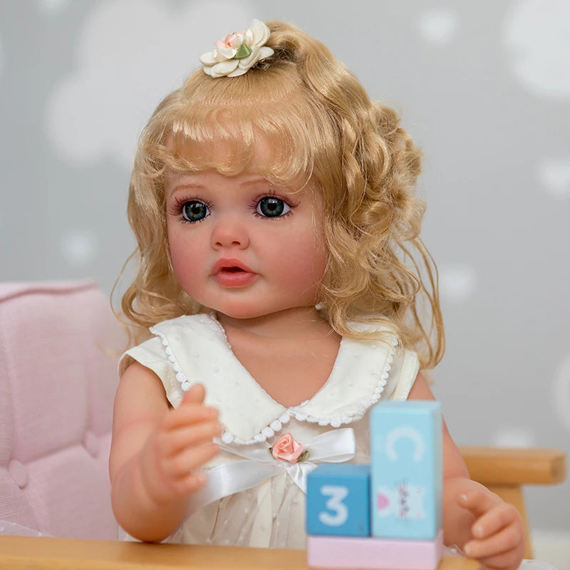 55CM Reborn Dolls Full Body Soft Reborn Baby Toddler Girl Doll Handmade 3D Painted Skin with Christmas Gift for Girl