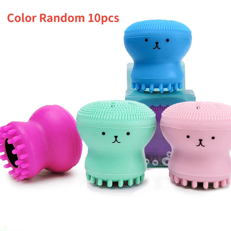 Face Silicone Cleaning Brush Multicolor Cute Small Octopus Deep Pore Exfoliating Wash Skin Care Face Scrub Cleanser Tools